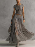 Amber - Lace Pleated Maxi Set
