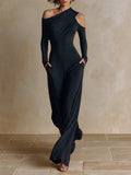 Sienna - Draped One-Shoulder Wide-Leg Jumpsuit