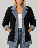 Wren - Ribbed Knit Contrast Panel Jacket