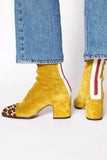 Daphne - Leopard Toe Block Heel Ankle Boots