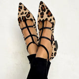 Cordelia - Leopard Print T-Bar Block Heel Shoes