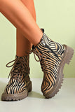 Saskia - Zebra Print Lace Up Ankle Boots
