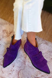 Violet - Purple Fringed Pointed Ankle Boots