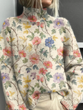 Daphne - Floral Print Roll Neck Jumper
