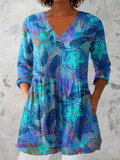 Bronwen - Printed V-Neck Tunic Top
