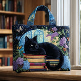 Ophelia - Quilted Black Cat Tote Bag