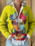 Georgina - Printed Knitted Button-Front Cardigan