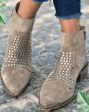 Esme - Studded Faux Suede Ankle Boots