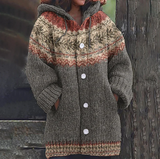 Bronwen - Hooded Patterned Knit Cardigan