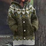 Rosamund - Hooded Fair Isle Knit Cardigan