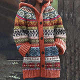 Harriet - Patterned Hooded Knit Cardigan
