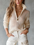 Cordelia - Open Knit Half Zip Jumper