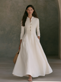 Orla - Mandarin Collar A-Line Maxi Dress