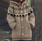 Norah - Hooded Patterned Knit Cardigan