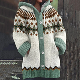 Elsie - Patterned Hooded Knit Cardigan