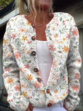 Bonnie - Floral Print Buttoned Knit Cardigan