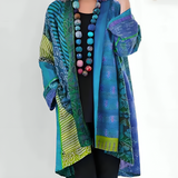 Oriana - Printed Patchwork Open-Front Longline Jacket
