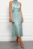 Cordelia - Halterneck Disc-Appliqué Midi Dress