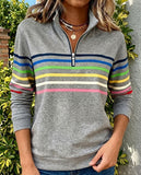 Tessa - Striped Quarter-Zip Sweatshirt