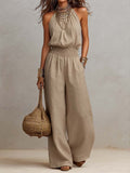 Isobel - Halter Neck Wide-Leg Jumpsuit