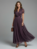 Aria - Pleated V-Neck Maxi Dress