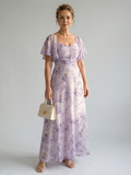 Gwen - Floral Flutter Sleeve Midi Dress