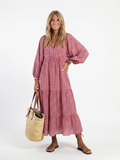 Isobel - Geometric Print Long Sleeve Midi Dress