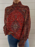 Margot - Ornate Vintage Print Roll Neck Jumper