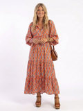 Annabel - Geometric Print Tiered Midi Dress