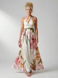 Rosamund - Light Floral Halterneck Maxi Dress