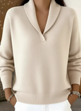 Rosamund - Shawl Collar V-Neck Jumper