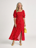 Phoebe - Floral Puff Sleeve Midi Dress