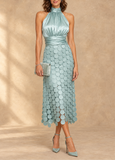 Romilly - Halter Neck Disc Appliqué Midi Dress