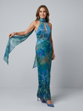 Norah - Keyhole Halter Sleeveless Maxi Dress