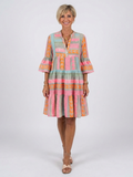 Clara - Geometric Print Tiered Knee Length Dress