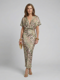 Margot - Abstract Print Twist Waist Midi Dress