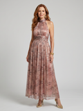 Evelyn - Textured Sleeveless Pleated Midi Dress