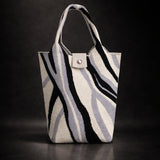 Tabitha - Striped Knit Tote Bag