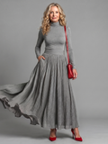 Ingrid - Pleated Polo Neck Midi Dress