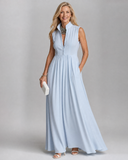Eleanor - Sleeveless Collared Maxi Dress