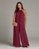 Ottilie - Pleated Halter Neck Wide Leg Jumpsuit
