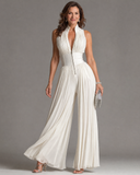 Arabella - Pleated Halter Neck Wide Leg Jumpsuit