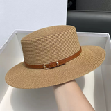 Straw wide brim top hat