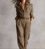 Ingrid - Checked Belted Utility Jumpsuit