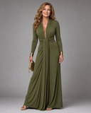 Serena - Draped Deep V Maxi Dress