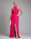 Rosamund - Cross Halter Draped Maxi Dress