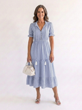 Hazel - Striped Tiered Midi Dress