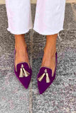 Elodie - Pointed Tassel Flat Loafers