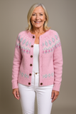 Eloise - Pink Patterned Button-Up Cardigan