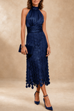 Arabella - Halterneck Disc-Embellished Midi Dress